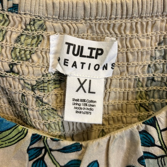 💚”Tulip Creations” NWT Floral Short Puff Sleeve Smocked Back Midi Dress Size XL - Picture 6 of 15